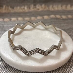 Silver Zigzag Bracelet with Crystal Accents
